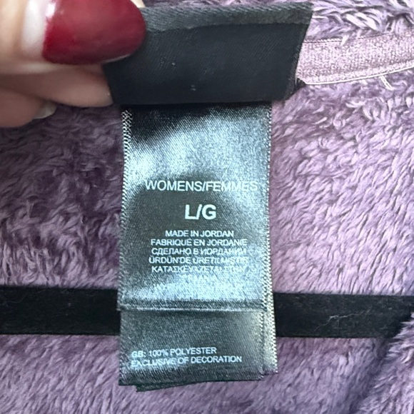 The North Face Women's Large L Plush Purple Teddy Jacket Zip Front Cozy Layer - Picture 6 of 13